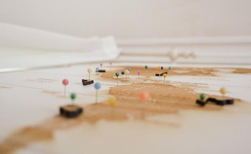 Map with colorful pins