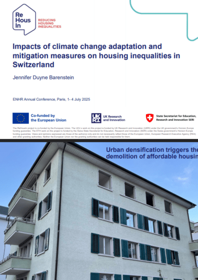 Impacts of climate change adaptation and mitigation measures on housing inequalities in Switzerland